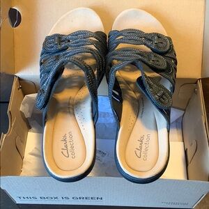 Clarks Black Leather Sandals - Size 9